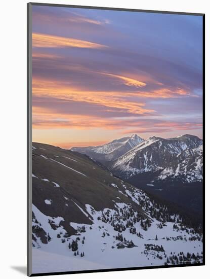 Orange Clouds at Dawn Above Longs Peak, Rocky Mountain National Park, Colorado-James Hager-Mounted Photographic Print