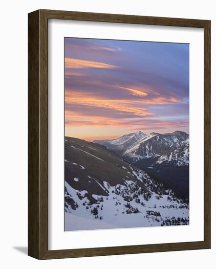 Orange Clouds at Dawn Above Longs Peak, Rocky Mountain National Park, Colorado-James Hager-Framed Photographic Print