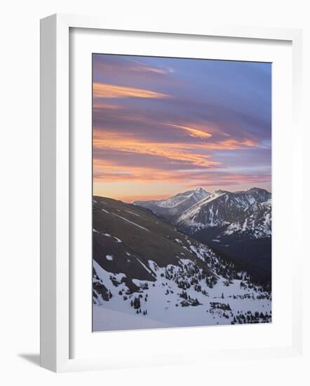 Orange Clouds at Dawn Above Longs Peak, Rocky Mountain National Park, Colorado-James Hager-Framed Photographic Print