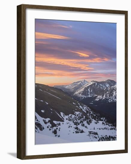 Orange Clouds at Dawn Above Longs Peak, Rocky Mountain National Park, Colorado-James Hager-Framed Photographic Print