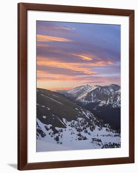 Orange Clouds at Dawn Above Longs Peak, Rocky Mountain National Park, Colorado-James Hager-Framed Photographic Print