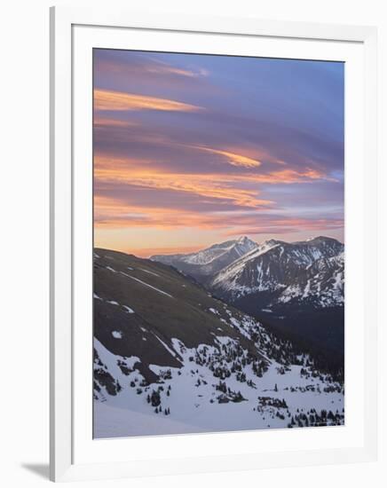 Orange Clouds at Dawn Above Longs Peak, Rocky Mountain National Park, Colorado-James Hager-Framed Photographic Print