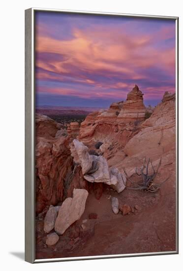 Orange Clouds at Sunset over Sandstone Cones-James Hager-Framed Photographic Print