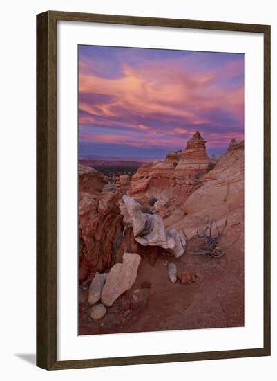 Orange Clouds at Sunset over Sandstone Cones-James Hager-Framed Photographic Print