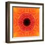 Orange Concentric Flower Center: Mandala Kaleidoscopic Design-tr3gi-Framed Art Print