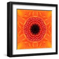 Orange Concentric Flower Center: Mandala Kaleidoscopic Design-tr3gi-Framed Art Print