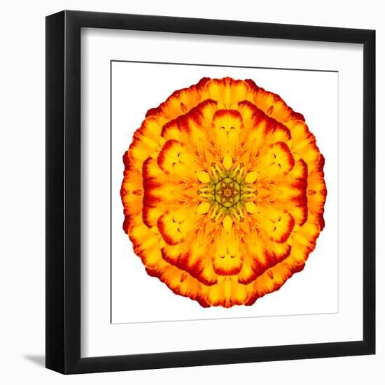 Orange Concentric Marigold Mandala Flower-tr3gi-Framed Art Print