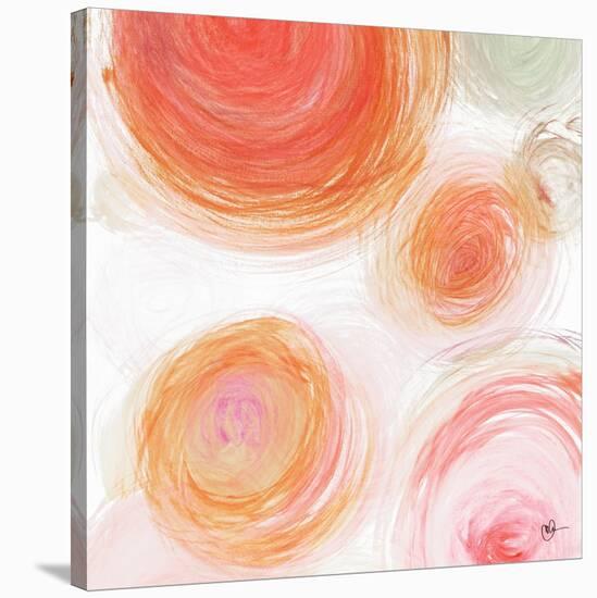 Orange Contempo Light Circles-Kat Papa-Stretched Canvas