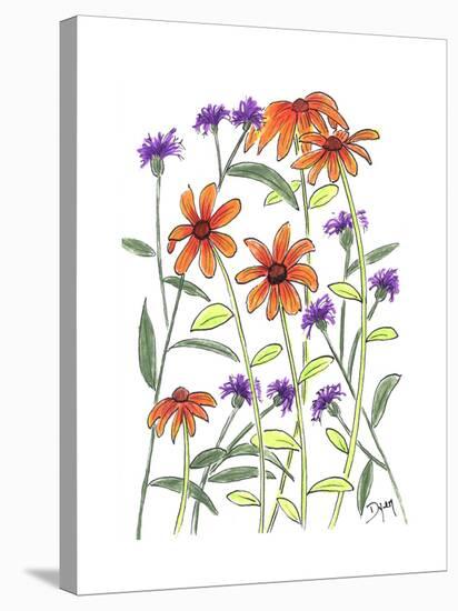 Orange Corn Flower-Beverly Dyer-Stretched Canvas