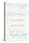 Orange County Beaches, California - Typography-Lantern Press-Stretched Canvas