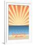 Orange County, California - Beach Scene with Rays-Lantern Press-Framed Art Print