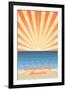 Orange County, California - Beach Scene with Rays-Lantern Press-Framed Art Print