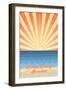 Orange County, California - Beach Scene with Rays-Lantern Press-Framed Art Print