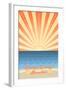 Orange County, California - Beach Scene with Rays-Lantern Press-Framed Art Print