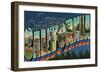 Orange County, California - Large Letter Scenes-Lantern Press-Framed Art Print