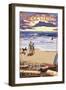 Orange County, California - Sunset Beach Scene-Lantern Press-Framed Art Print