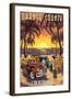 Orange County, California - Woodies and Sunset-Lantern Press-Framed Art Print