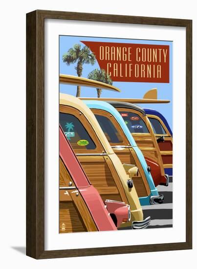 Orange County, California - Woodies Lined Up-Lantern Press-Framed Art Print