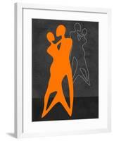 Orange Couple Dancing-Felix Podgurski-Framed Art Print