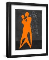 Orange Couple Dancing-Felix Podgurski-Framed Art Print