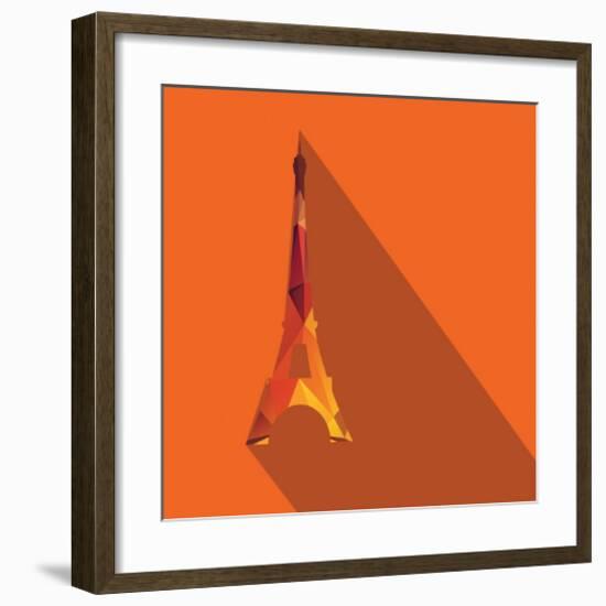 Orange Eiffel Tower Graphic-null-Framed Art Print