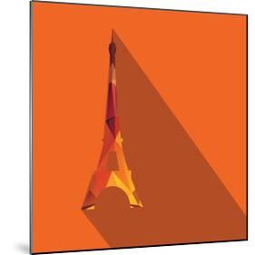 Orange Eiffel Tower Graphic-null-Mounted Art Print