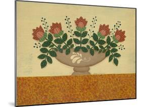 Orange Flowers with Gold Orange Tablecloth-Debbie McMaster-Mounted Giclee Print