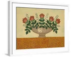 Orange Flowers with Gold Orange Tablecloth-Debbie McMaster-Framed Giclee Print