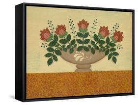 Orange Flowers with Gold Orange Tablecloth-Debbie McMaster-Framed Stretched Canvas