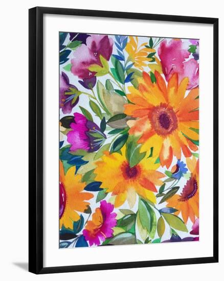 Orange Gerber Daisies 2-Kim Parker-Framed Giclee Print