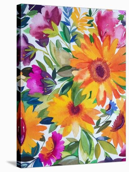 Orange Gerber Daisies 2-Kim Parker-Stretched Canvas