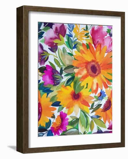 Orange Gerber Daisies 2-Kim Parker-Framed Giclee Print