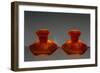 Orange Glass Candlesticks-null-Framed Giclee Print