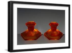 Orange Glass Candlesticks-null-Framed Giclee Print