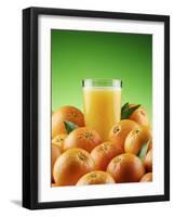 Orange Juice and Fresh Oranges-Miguel G^ Saavedra-Framed Photographic Print