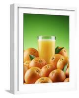 Orange Juice and Fresh Oranges-Miguel G^ Saavedra-Framed Photographic Print