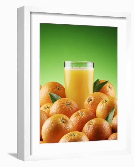 Orange Juice and Fresh Oranges-Miguel G^ Saavedra-Framed Photographic Print