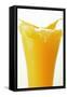 Orange Juice Splashing Out of Glass-Foodcollection-Framed Stretched Canvas