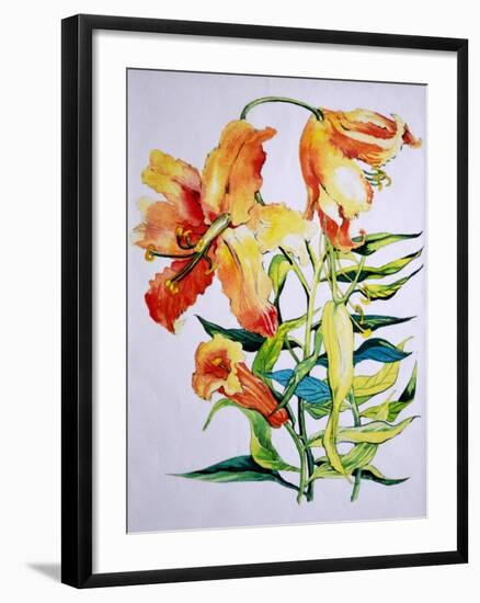 Orange Lilies 1,1985-Joan Thewsey-Framed Giclee Print