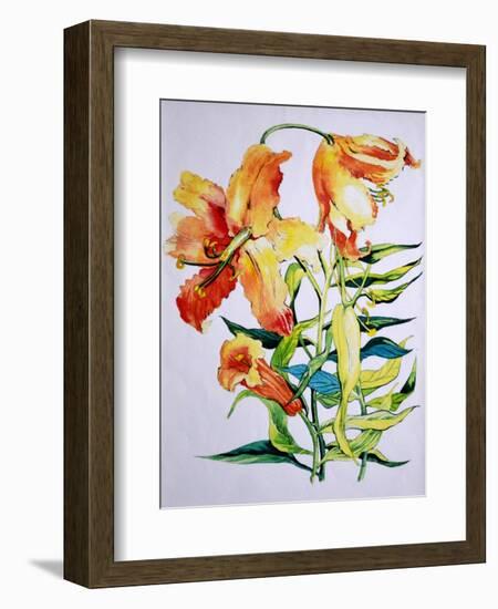 Orange Lilies 1,1985-Joan Thewsey-Framed Giclee Print