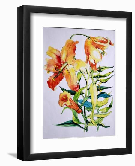 Orange Lilies 1,1985-Joan Thewsey-Framed Giclee Print