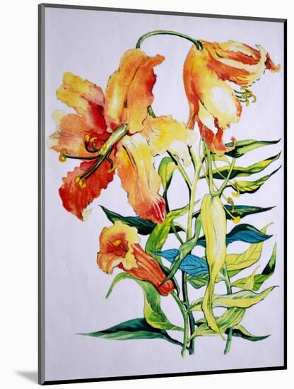 Orange Lilies 1,1985-Joan Thewsey-Mounted Giclee Print