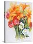 Orange Lilies,Gardenias and Carnations 2006-Joan Thewsey-Stretched Canvas