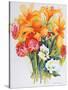 Orange Lilies,Gardenias and Carnations 2006-Joan Thewsey-Stretched Canvas