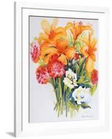 Orange Lilies,Gardenias and Carnations 2006-Joan Thewsey-Framed Giclee Print