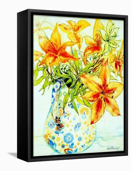 Orange Lilies in a Japanese Vase, 2000-Joan Thewsey-Framed Stretched Canvas