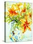 Orange Lilies in a Japanese Vase, 2000-Joan Thewsey-Stretched Canvas