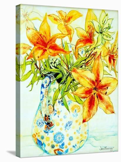 Orange Lilies in a Japanese Vase, 2000-Joan Thewsey-Stretched Canvas