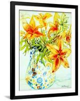 Orange Lilies in a Japanese Vase, 2000-Joan Thewsey-Framed Giclee Print