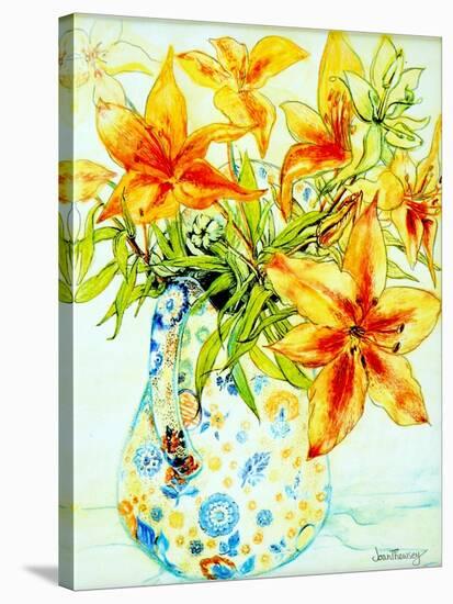 Orange Lilies in a Japanese Vase, 2000-Joan Thewsey-Stretched Canvas